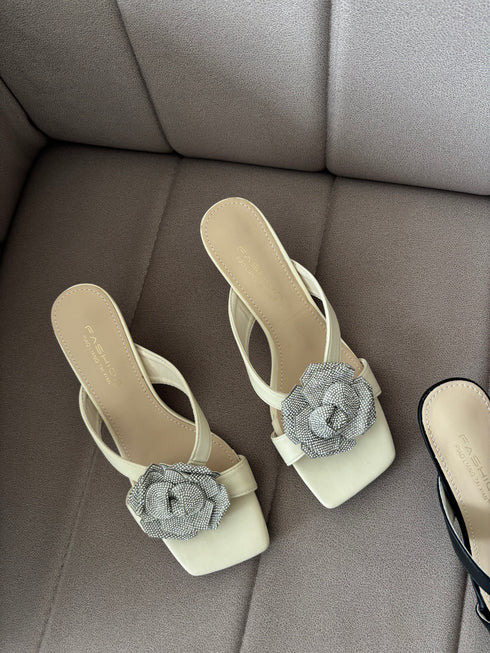 Rhinestone Rose Embedded Heels